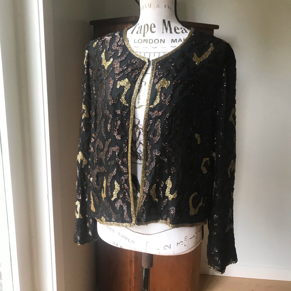 Vintage Giovanni Silk Beaded Blazer, Large